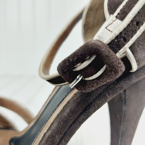 MARNI BROWN LEATHER PLATFORM ANKLE STRAP SANDALS D161 - Picture 8 of 14